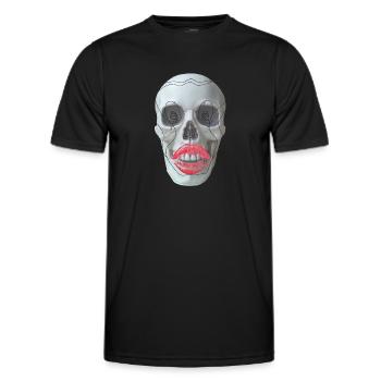 Totenkopf mit roten Lippen - Männer Funktions-T-Shirt - Schwarz - Vorne - AI Model Male 178 dark (178cm)