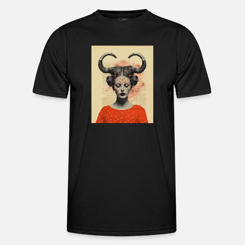 Steinbock Collage Kunst Astrologie - Männer Funktions-T-Shirt - Schwarz