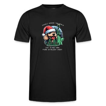 Pudel um die Welt, verloren in New York - Männer Funktions-T-Shirt - Schwarz - Vorne - AI Model Male 178 dark (178cm)