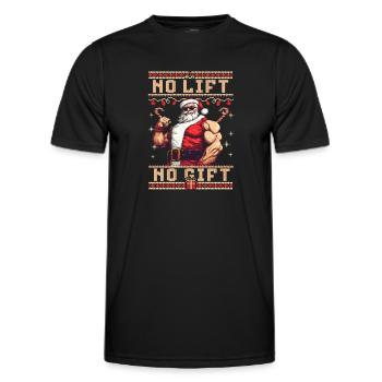 No Lift No Gift Santa Claus Fitness gym - Men's Functional T-Shirt - black - Front - AI Model Male 178 dark (178cm)