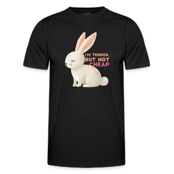 Ich bin zart, aber nicht billig - Männer Funktions-T-Shirt - Schwarz - Vorne - AI Model Male 178 dark (178cm)