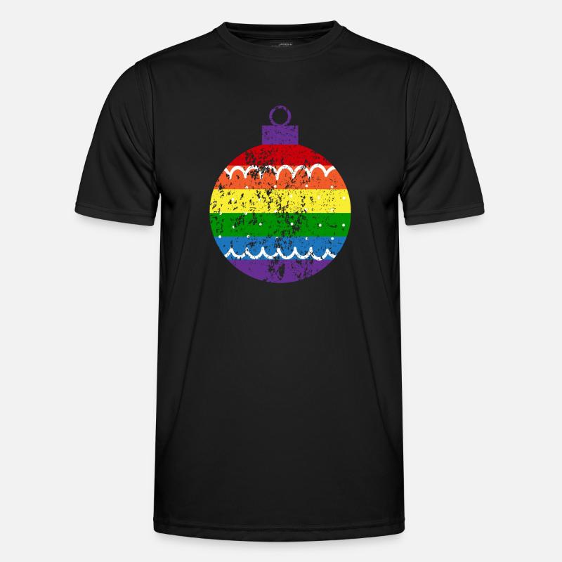 Regenbogen Weihnachtskugel Queer Gay Pride Männer Funktions-T-Shirt