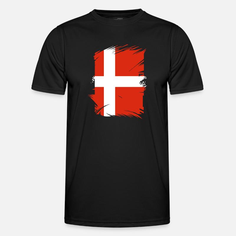Drapeau du Danemark Scandinavie Drapeau du Danemark Voyage T-shirt sport Homme