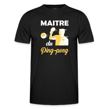 Maitre du ping-pong t-shirt homme humoristique - T-shirt sport Homme - noir - Devant - AI Model Male 178 dark (178cm)