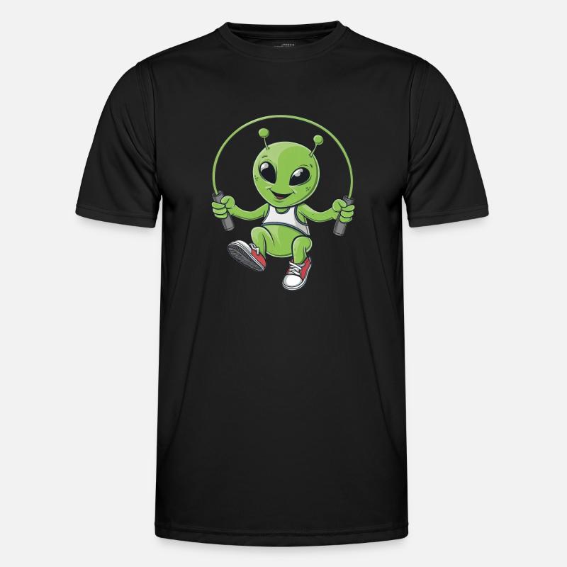 Alien mit Springseil Männer Funktions-T-Shirt