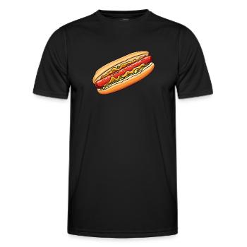 Hot Dog Cartoon Clipart - Men's Functional T-Shirt - black - Front - AI Model Male 178 dark (178cm)