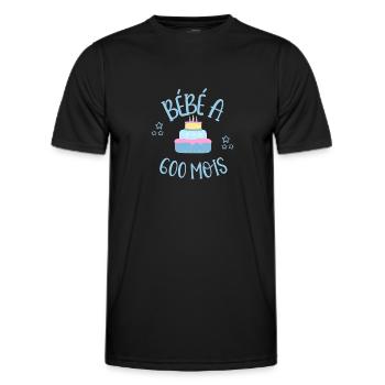 bébé a 600 mois - T-shirt sport Homme - noir - Devant - AI Model Male 178 dark (178cm)