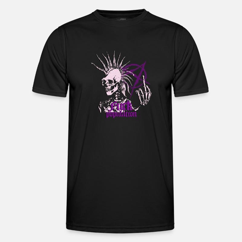 Skeleton Punk Iroquois Anarchy Middle Finger Viol Men's Functional T-Shirt