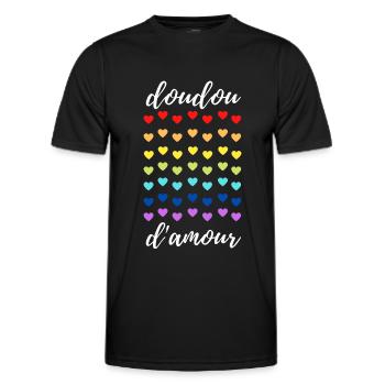 doudou d amour avec des cœurs - T-shirt sport Homme - noir - Devant - AI Model Male 178 dark (178cm)