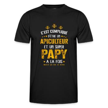 Papy apiculteur cadeau drôle humour apiculture - T-shirt sport Homme - noir - Devant - AI Model Male 178 dark (178cm)
