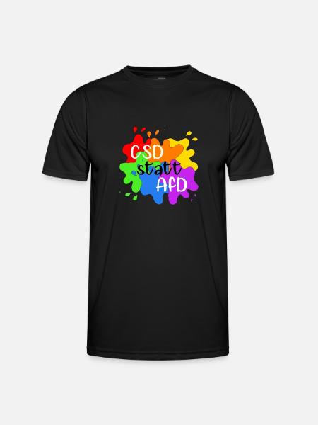 CSD statt AfD - Männer Funktions-T-Shirt - Schwarz