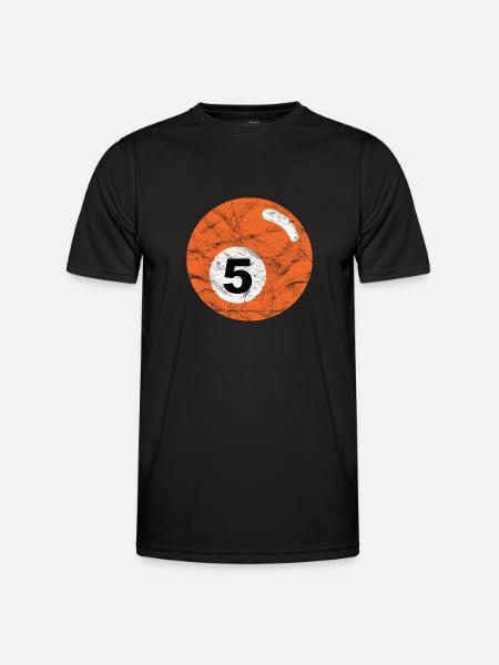 Billard Billardkugel orange fünf five vintage - Männer Funktions-T-Shirt - Schwarz