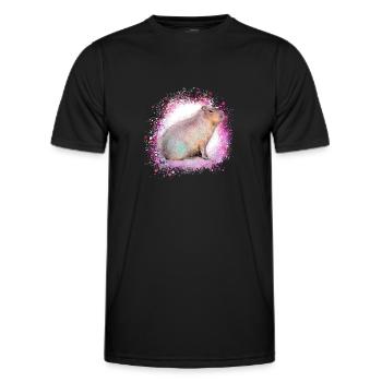 Capybara,Pig,Graffiti,Capybara,Pink - Men's Functional T-Shirt - black - Front - AI Model Male 178 dark (178cm)