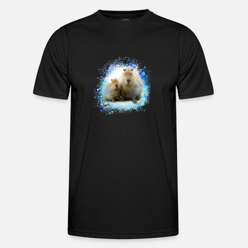 Capybara,Pig,Graffiti,Capybara,Duo - Men's Functional T-Shirt - black