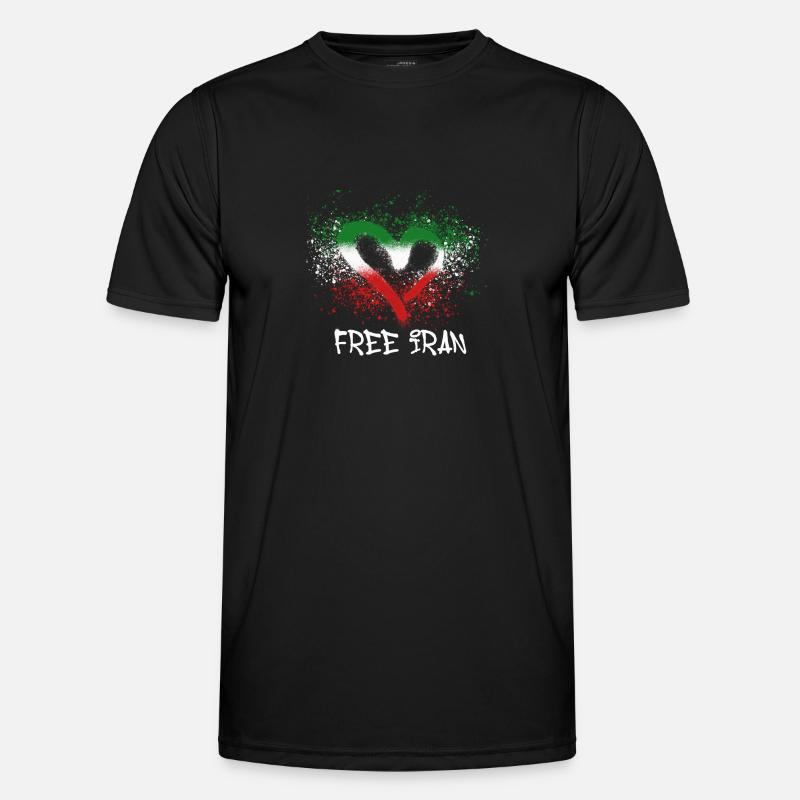 Free Iran,Heart,Iran,Flag,Graffiti - Men's Functional T-Shirt - black