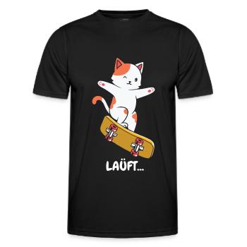 Skate Katze Läuft bei dir - Männer Funktions-T-Shirt - Schwarz - Vorne - AI Model Male 178 dark (178cm)