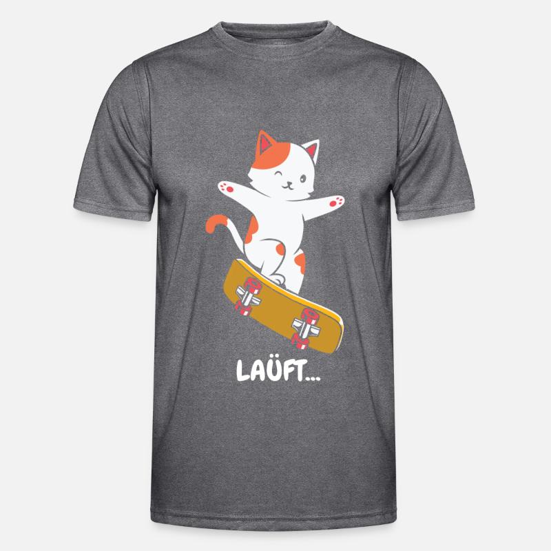 Skate Katze Läuft bei dir Männer Funktions-T-Shirt