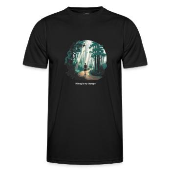 Hiking is My Therapy – Nature & Forest - Men's Functional T-Shirt - black - Front - AI Model Male 178 dark (178cm)