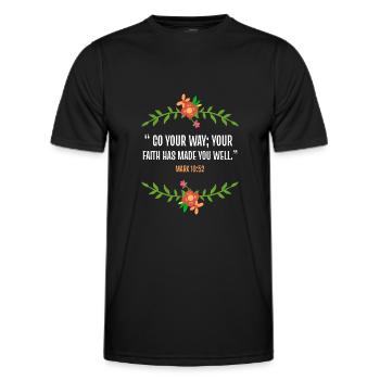Verse de la Bible Marc 10 52 - T-shirt sport Homme - noir - Devant - AI Model Male 178 dark (178cm)
