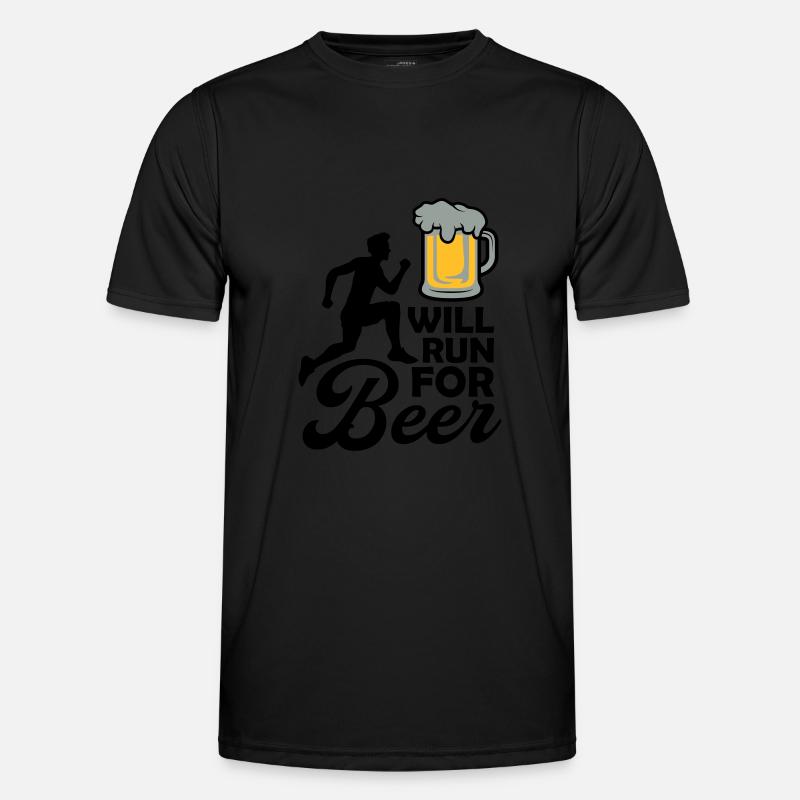 Will run Beer - Men's Functional T-Shirt - black