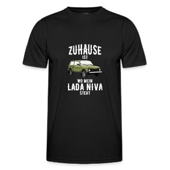 Zuhause Lada Niva 4x4 Offroad Geländewagen USSR - Männer Funktions-T-Shirt - Schwarz - Vorne - AI Model Male 178 dark (178cm)