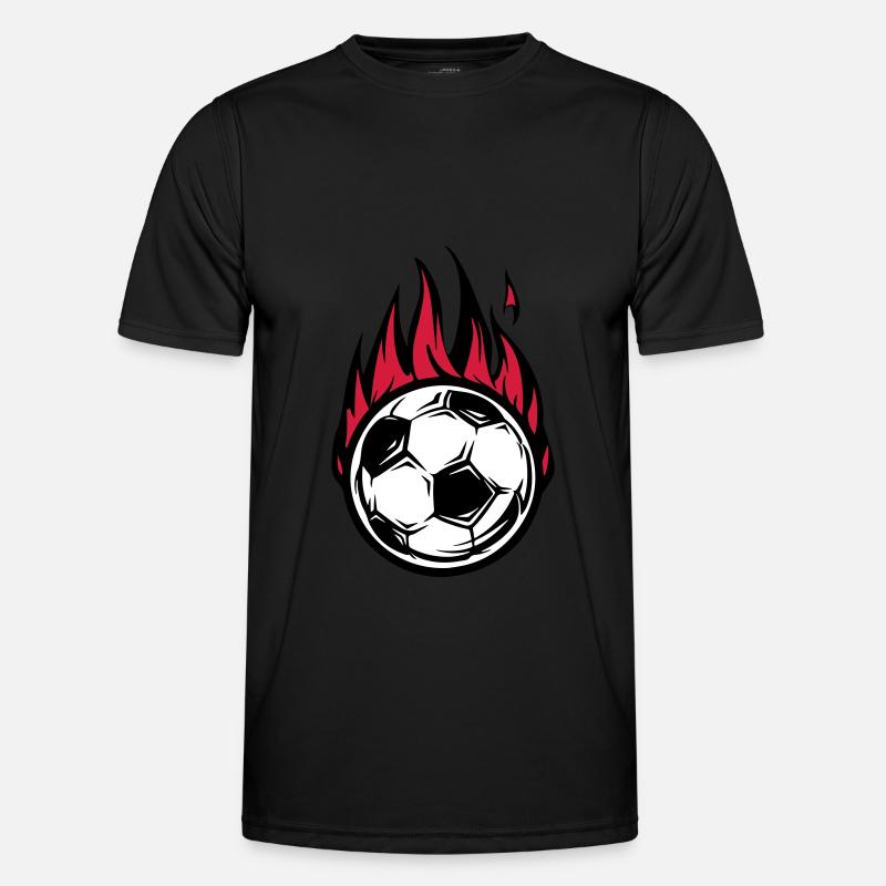 Fussball Brennt Feuer - Männer Funktions-T-Shirt - Schwarz
