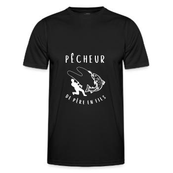 Pêcheur de père en fils cadeau - T-shirt sport Homme - noir - Devant - AI Model Male 178 dark (178cm)
