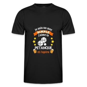 Je suis mec simple j'aime petanque et apéro cadeau - T-shirt sport Homme - noir - Devant - AI Model Male 178 dark (178cm)
