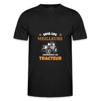Seul les meilleurs conduisent un tracteur cadeau - T-shirt sport Homme - noir - Devant - AI Model Male 178 dark (178cm)