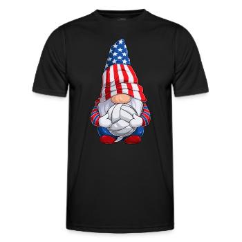 Volleyball Gnome 4th of July US Flag for Boys Kids - Men's Functional T-Shirt - black - Front - AI Model Male 178 dark (178cm)
