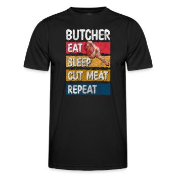 Butcher Meat Pork Work - Men's Functional T-Shirt - black - Front - AI Model Male 178 dark (178cm)
