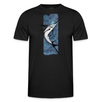 Azure Marlin: Majesty of the Depths - Men's Functional T-Shirt - black - Front - AI Model Male 178 dark (178cm)