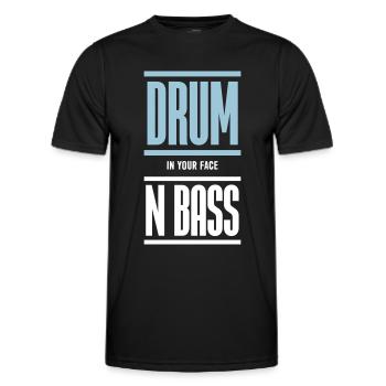 Drum and Bass Techno Music DJ - Men's Functional T-Shirt - black - Front - AI Model Male 178 dark (178cm)