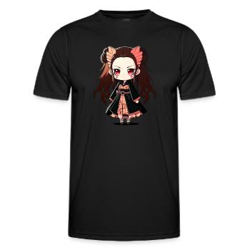 Anime | The-Sinister Cute Girl Kawaii Manga Design - Men's Functional T-Shirt - black - Front - AI Model Male 178 dark (178cm)