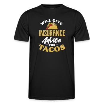 Will Give Insurance advice for Tacos - Men's Functional T-Shirt - black - Front - AI Model Male 178 dark (178cm)
