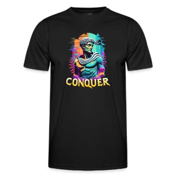 Conquer - Mythologie grecque épique - Hard Work Fitness - T-shirt sport Homme - noir - Devant - AI Model Male 178 dark (178cm)
