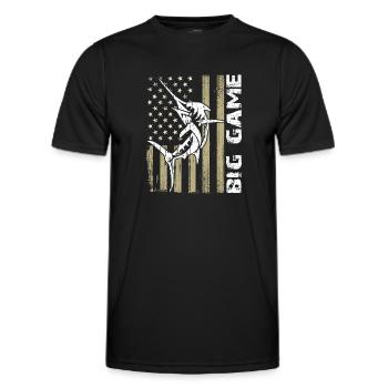 Marlin sauteur avec drapeau américain Pêche en haute mer - T-shirt sport Homme - noir - Devant - AI Model Male 178 dark (178cm)