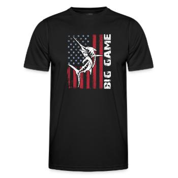 Marlin sauteur avec drapeau américain Pêche en haute mer - T-shirt sport Homme - noir - Devant - AI Model Male 178 dark (178cm)