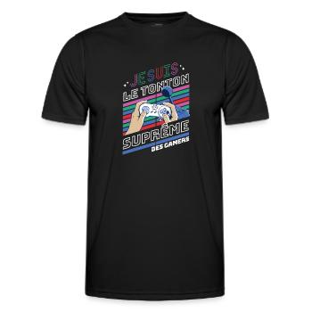 Je suis le tonton suprême des gamers t-shirt - T-shirt sport Homme - noir - Devant - AI Model Male 178 dark (178cm)