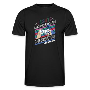 je suis le parrain suprême des gamers t-shirt - T-shirt sport Homme - noir - Devant - AI Model Male 178 dark (178cm)