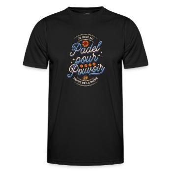 Je joue au padel pour pouvoir boire de la bière - T-shirt sport Homme - noir - Devant - AI Model Male 178 dark (178cm)