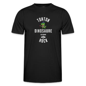 Tonton Dinosaure le roi du rock musicien t-shirt - T-shirt sport Homme - noir - Devant - AI Model Male 178 dark (178cm)