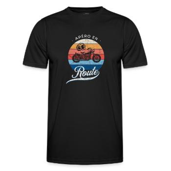 Apéro en route t-shirt moto bière homme cadeau - T-shirt sport Homme - noir - Devant - AI Model Male 178 dark (178cm)