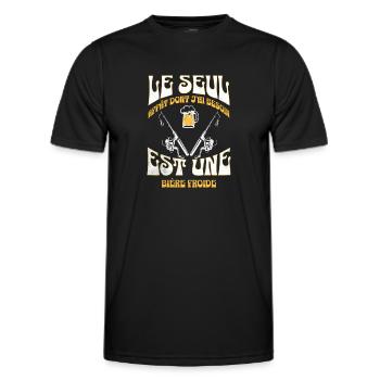 Humour pêcheur bière apéro idée cadeau pour homme - T-shirt sport Homme - noir - Devant - AI Model Male 178 dark (178cm)