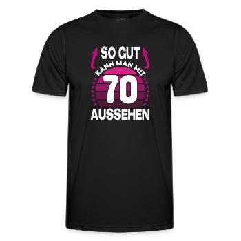 Geburtstag 70 Jahre So gut aussehen Retro Vintage - Männer Funktions-T-Shirt - Schwarz - Vorne - AI Model Male 178 dark (178cm)