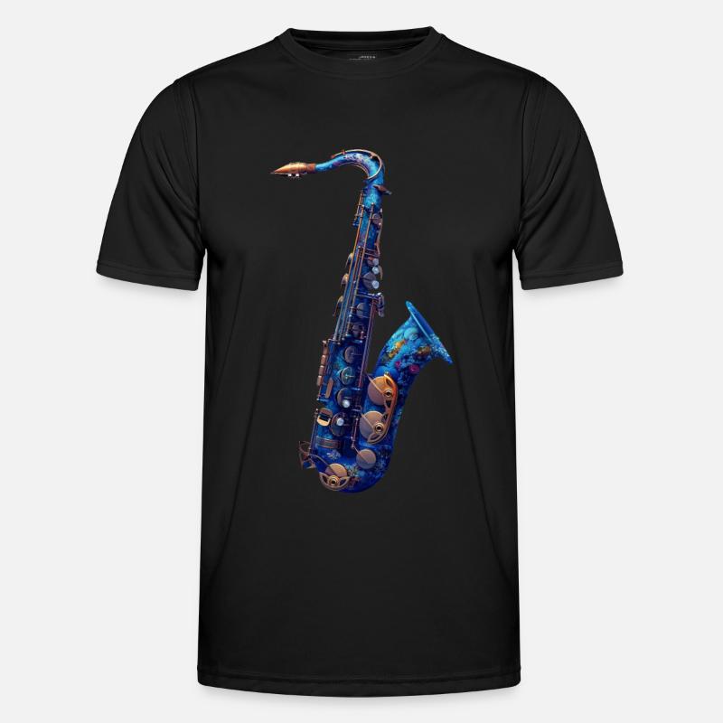 Fish Saxophone - Men's Functional T-Shirt - black