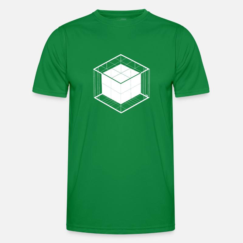 Cosmic Mirror Cube in White Men's Functional T-Shirt