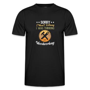 Désolé, je n’ai pas écouté penser à la menuiserie - T-shirt sport Homme - noir - Devant - AI Model Male 178 dark (178cm)
