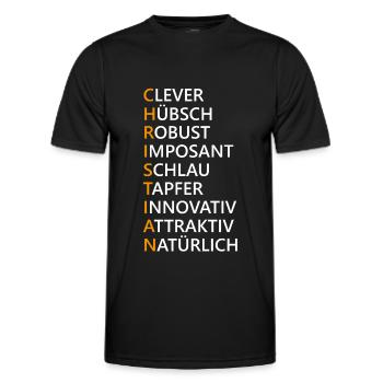 Christian Name Geschenk - Männer Funktions-T-Shirt - Schwarz - Vorne - AI Model Male 178 dark (178cm)