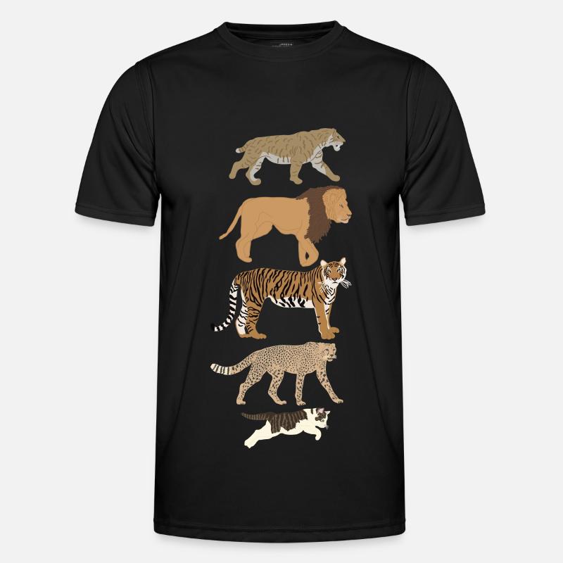 Evolution Chat Lion Guépard Vertical multicolore - T-shirt sport Homme - noir